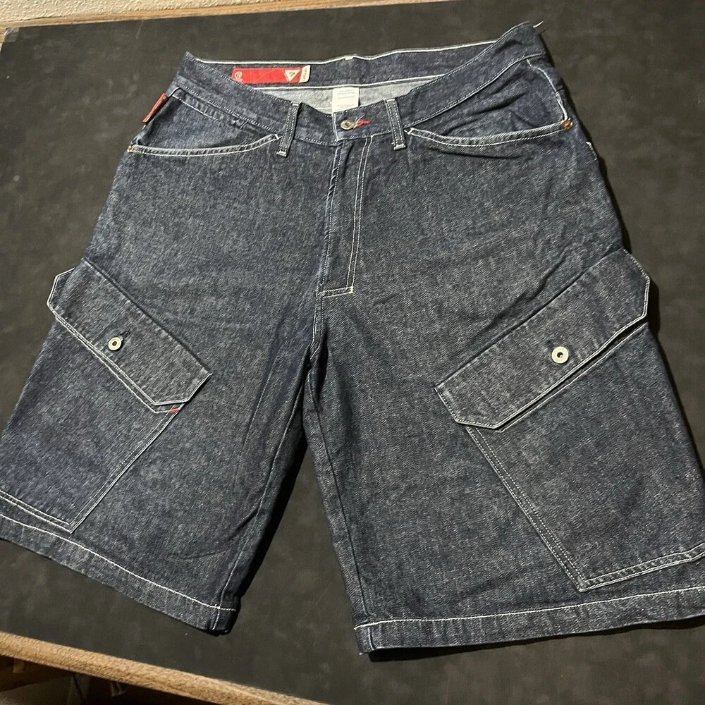 Guess Denim Shorts Skater Men 36 Vintage Baggy JNCO Cargo Pockets Wide Leg 90s